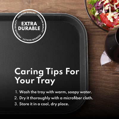 Premium Non-Slip Restaurant Tray - 10"x14" Rectangular Plastic with Rubber Lining - Durable Black Design