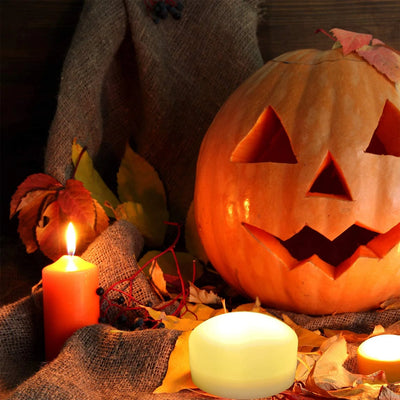 Illuminate Your Halloween: 2 Pack Remote-Controlled Flameless Pumpkin Lights - Bright LED Candles with Timer for Jack-O-Lantern Decor and Festive Celebrations