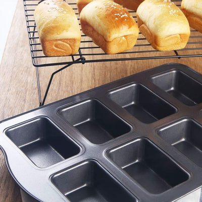 Nonstick Mini Loaf Pan Set - 8 Cavity Carbon Steel Bakeware for Perfectly Baked Bread and Cakes