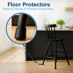 Non-Slip round Rubber Leg Tip Protectors 4 Pack – 1/2" Inner Diameter - Black