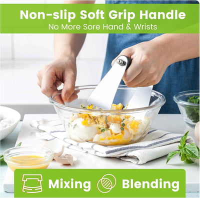 Dough Blender Tool - Stainless Steel Pastry Cutter & Bench Scraper for Pizza, Nuts, and Pie - Multipurpose Baking Tool with Soft Grip Handles - Black - GG store