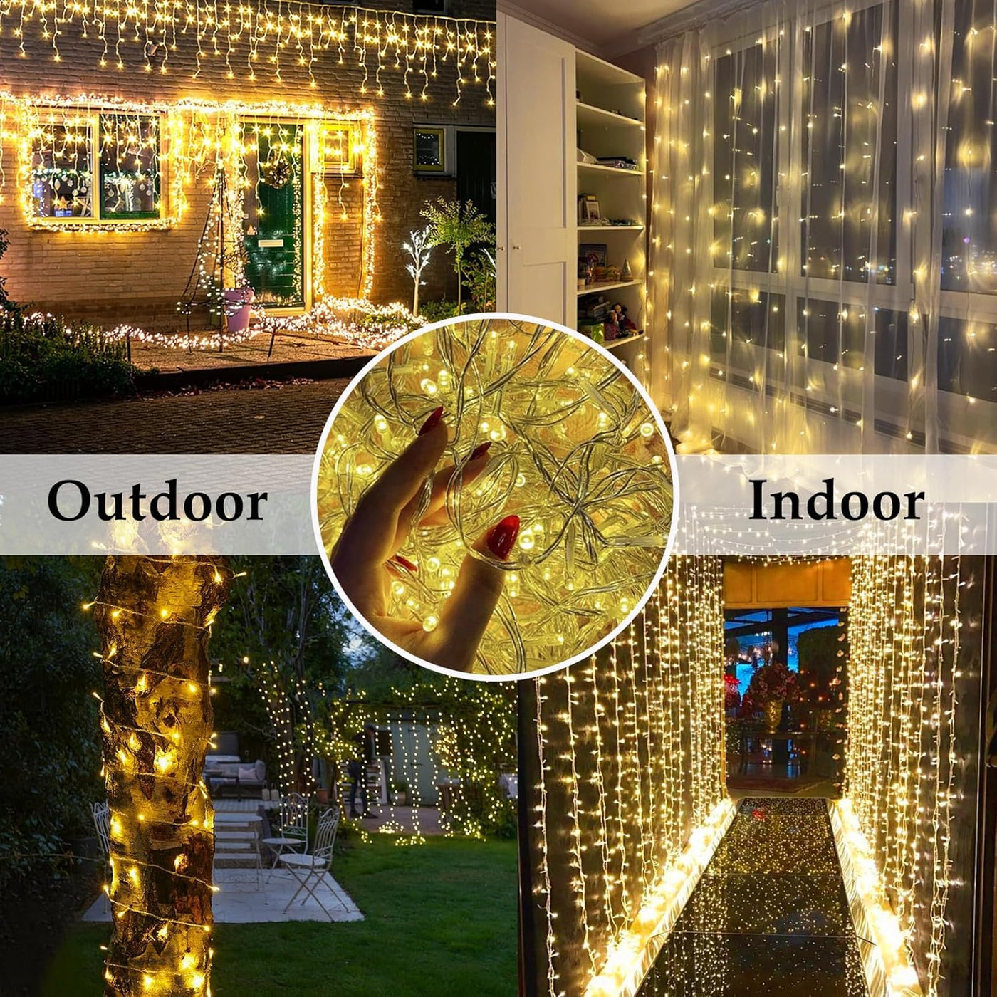115FT 300LED Warm White Waterproof Christmas String Lights - 8 Modes Clear Wire Twinkle Lights for Indoor/Outdoor Garden, Bedroom, and Tree Decorations