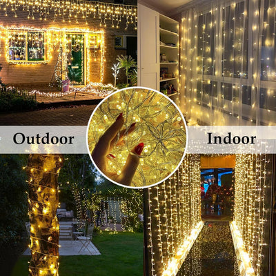 115FT 300LED Warm White Waterproof Christmas String Lights - 8 Modes Clear Wire Twinkle Lights for Indoor/Outdoor Garden, Bedroom, and Tree Decorations