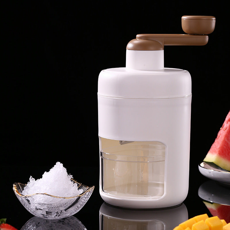 Cavira manual shaved ice maker with hand crank, ABS body, stainless steel blades, for snow cones, smoothies, and desserts.
