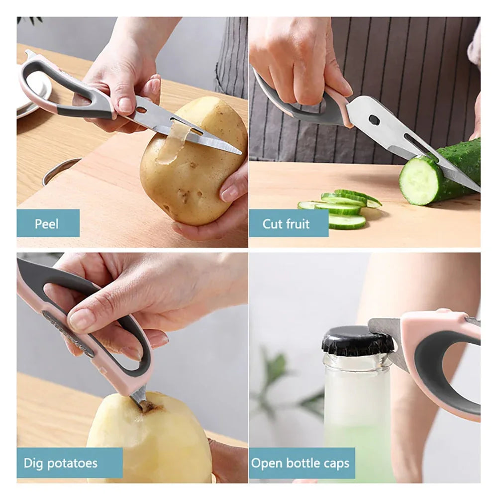 Heavy Duty Kitchen Shears - Multifunctional Poultry Scissors with Bottle Opener - Cavira
