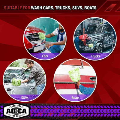 Car Wash Mitt Microfiber 2PK - Scratch Free and Lint-Free Chenille Mitts, Regular Size 7.12''X10.14'' in Green - GG store