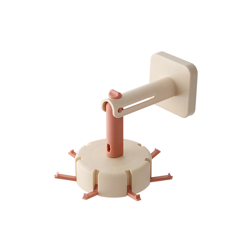 Cavira rotary multi-row adhesive wall hook in four colors, punch-free sticky kitchen and home organizer hook mounted on wall.