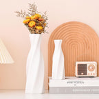 Modern White Geometric Ceramic Vase – Minimalist Table & Living Room Decor