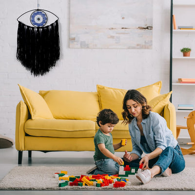 Mystical Black Evil Eye Dream Catcher - Enchanting Wall Hanging for Witchy Decor, Gothic Charm for Bedroom & Unique Gift