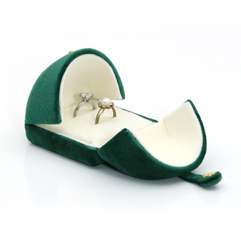 Dark Green Super Soft Flannel Creative Double Ring Box