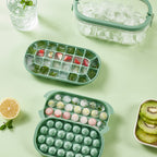 Cavira 2-in-1 silicone ice cube maker and storage box with large capacity, food-grade material, designed for home kitchen use