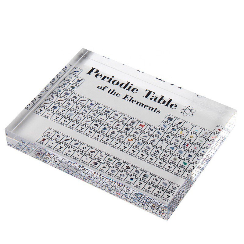 Acrylic Periodic Table Display With Real Elements Kids Teaching School Day Birthday Gifts Chemical Element Display Home Decor