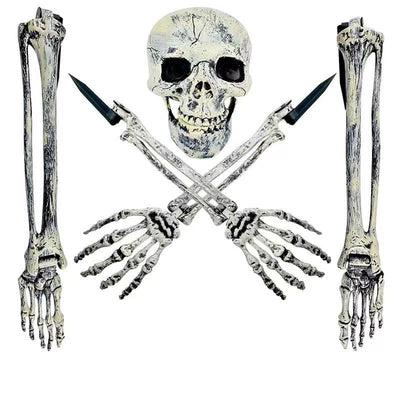 Halloween Skeleton Stakes: Realistic Skull, Head, Hands/Arms – For Party, Home, Garden, Lawn