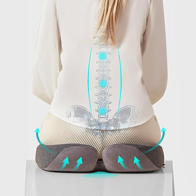 Memory Foam Coccyx Cushion. Alleviates tailbone/sciatica/back pain. Non - slip for office/car seats. - GG store