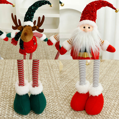 Standalone Christmas Standing Stretch Dolls, Hotel Window Display Snowman Reindeer Plush Toys Decorations