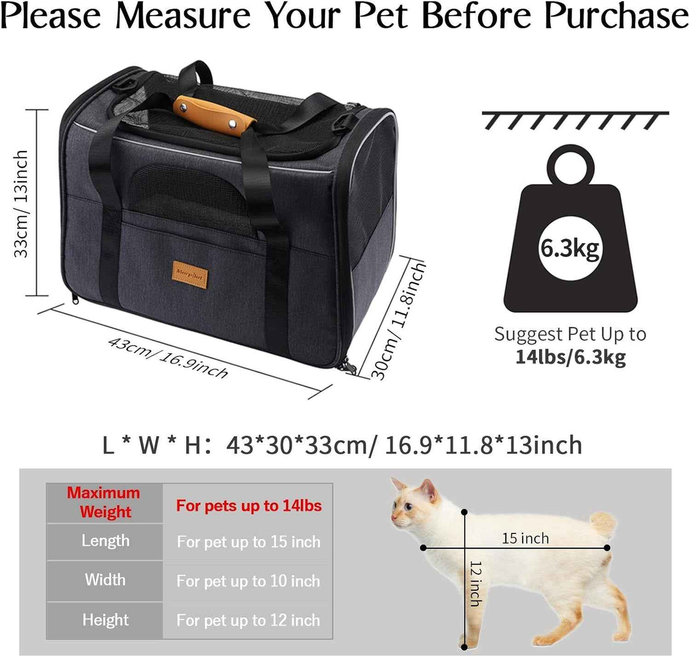 Cat Carrier, Portable Pet Carrier Bag for Cats and Small Dogs, Foldable Soft Sided Cat Transport Carrier, Airline Approved Pet Travel Carrier with Shoulder Strap, Removable Mat and Pet Bowl - GG store