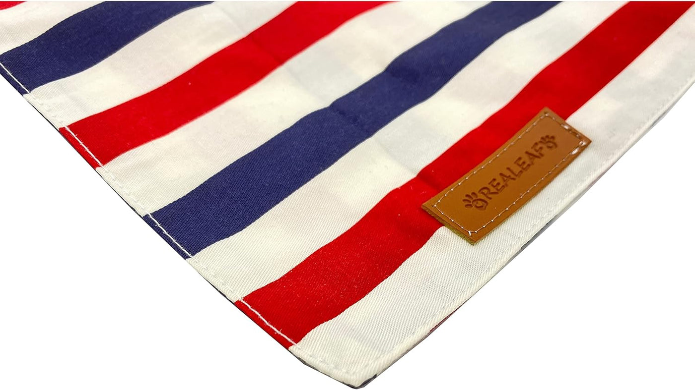 Festive 4th of July Reversible Dog Bandanas - 2 Pack of Patriotic American Flag Scarves for Small & Medium Dogs, Durable & Stylish!
