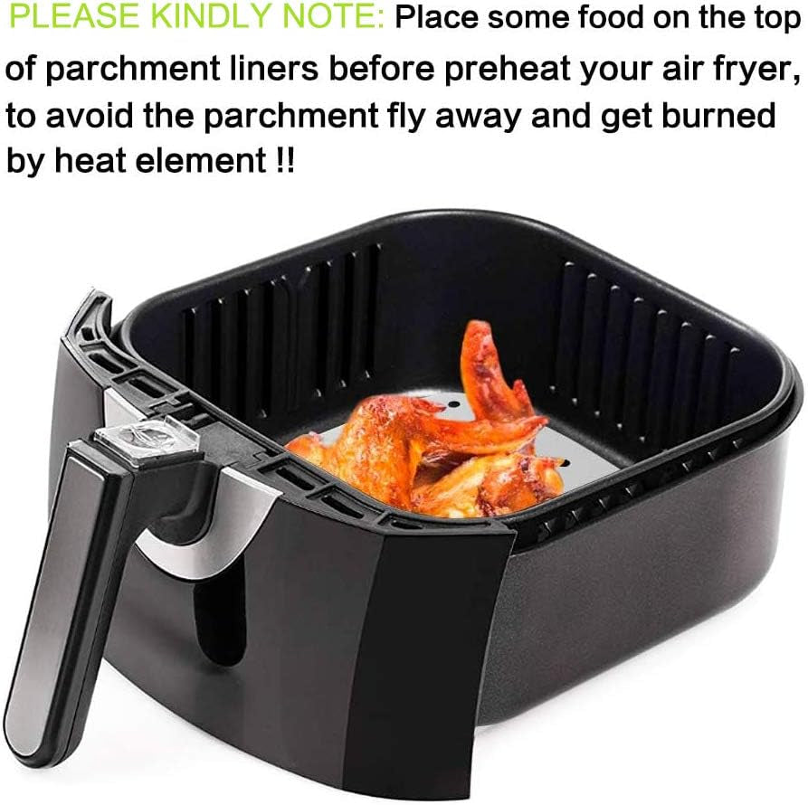 Premium Air Fryer Parchment Paper - 200 Pack, 8.5" Square Liners for Effortless Cooking & Easy Cleanup