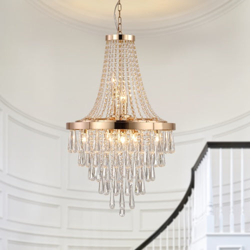 Golden Crystal Chandelier, Large Modern Luxury Chandelier For Living Room, Dining Room, Bedroom, Hallway - Bulb Not Included Unavailable Platforms- Temu - GG store