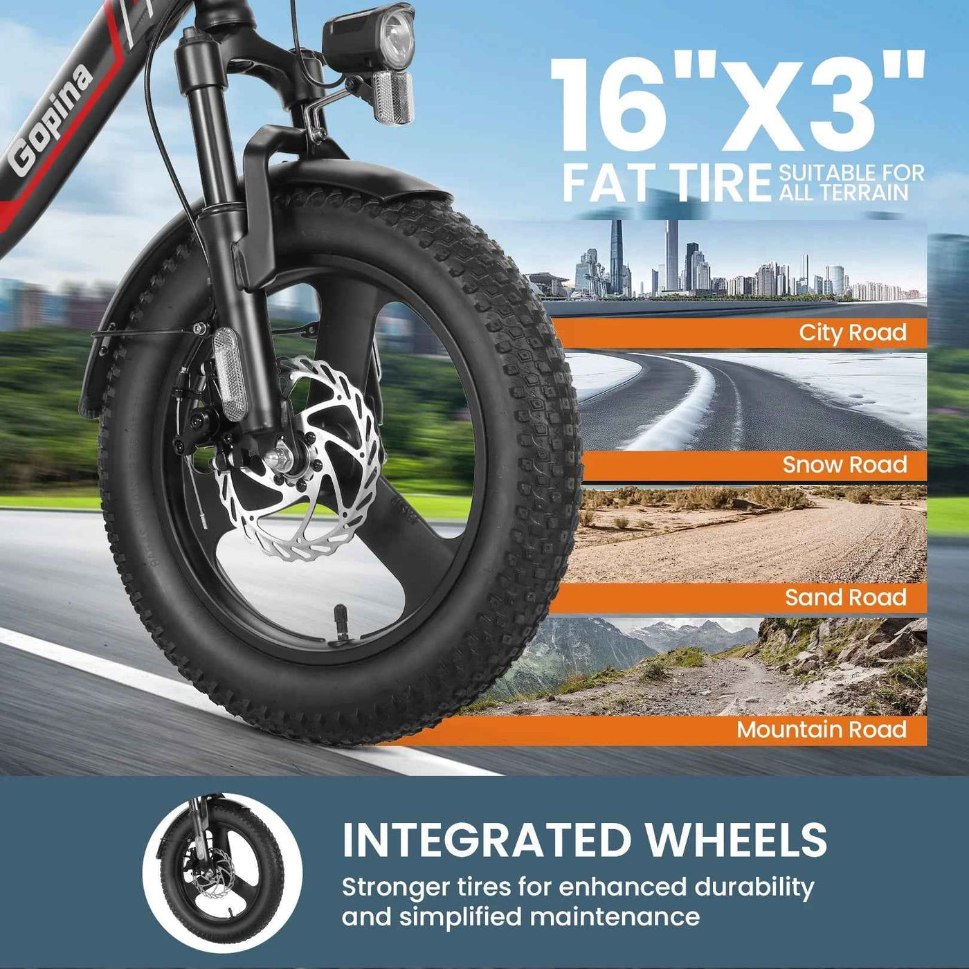 Electric Bike 16" X 3.0 Fat Tire 48V 350W Folding Cruiser Step-Through Commuter - 16 Inch Fat Tire Electric Bike 19.8MPH UL2849 Certified - GG store