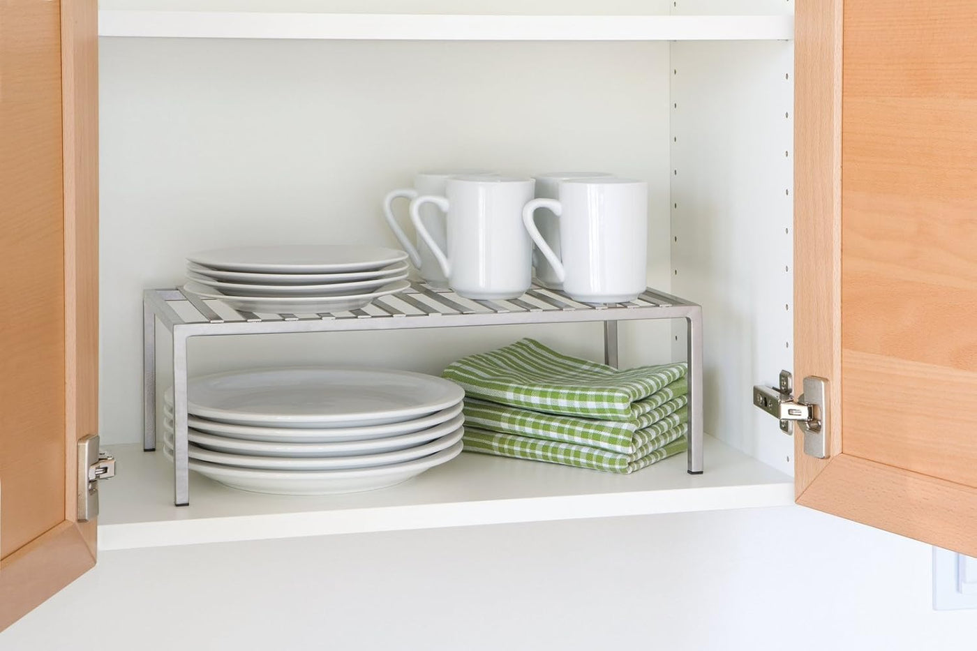 Platinum Expandable Iron Slat Kitchen Counter and Cabinet Shelf for Maximum Storage Solutions