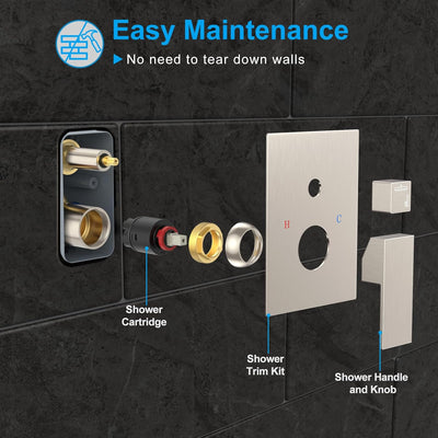 Rain Shower System Sets Faucet:  10 Inch Overhead Rainhead Shower Combo Set with Handheld and Valve-Luxury Modern Mixer Rainfall Brushed Nickel Shower Faucets Sets Complete - GG store