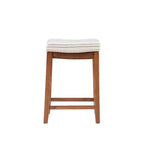 Modern Wooden Counter Height Bar Stool – Upholstered Backless Kitchen Island Seating Chair 26.5”