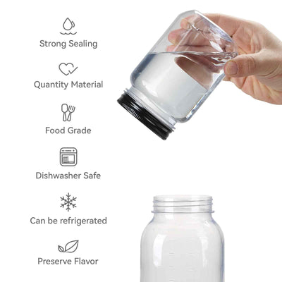 16 Ounce Plastic Food Storage Containers - BPA Free Jars with Lids - 20 Pack Airtight Clear Food Storage Jars - GG store