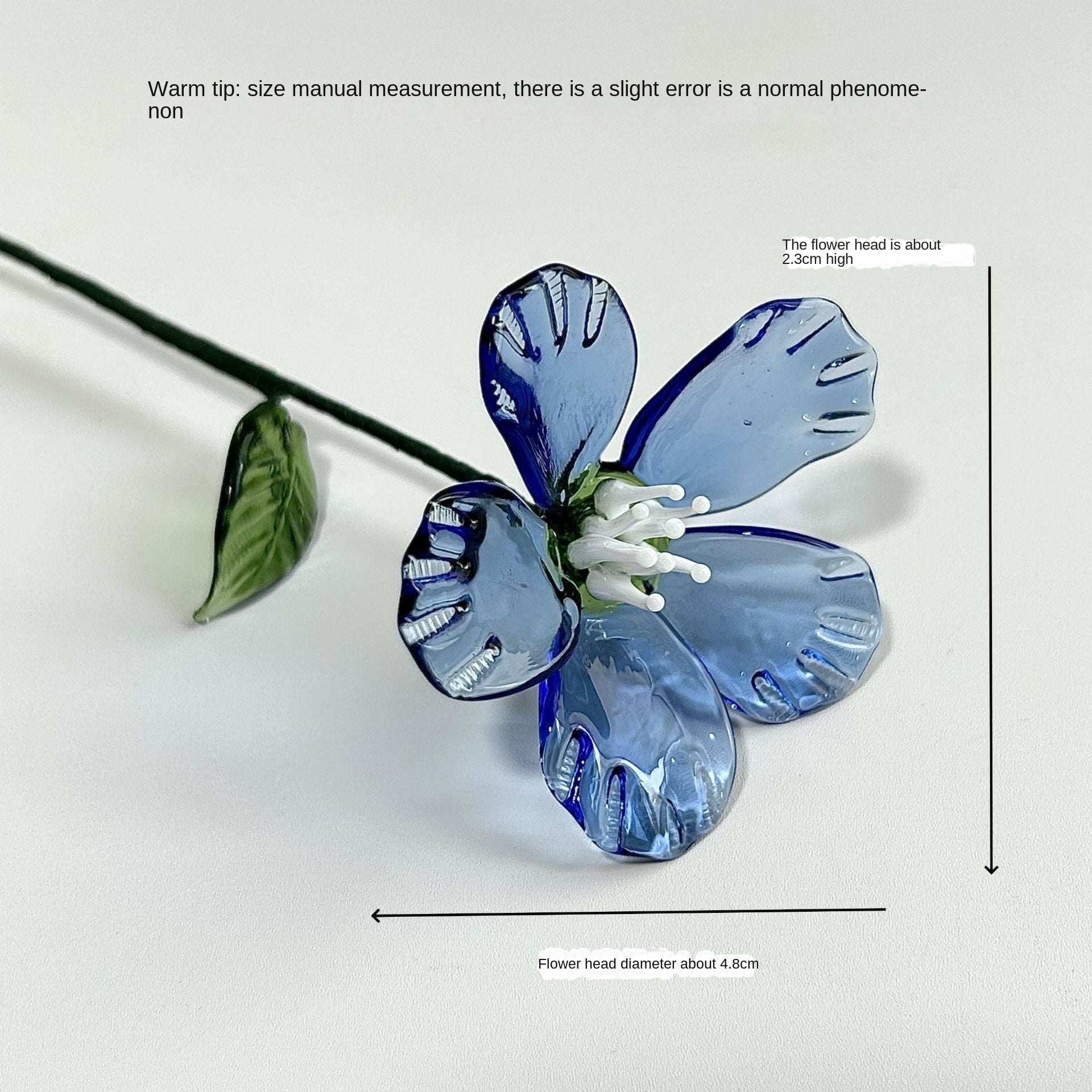 Glass Birth Flower Sculpture with Iron Wire Stem – Handmade Monthly Floral Home Décor October Carnation