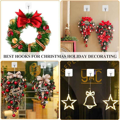 Heavy Duty Adhesive Wall Hooks 15 Pounds Max – Transparent 180° Rotating Reusable Waterproof and Oilproof – 10 Packs - GG store