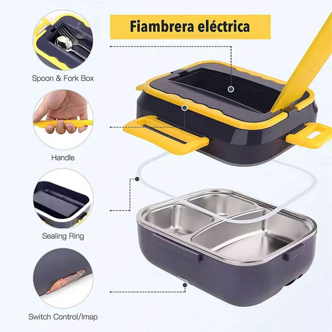 Portable Electric Lunch Box 1.5L - Stainless Steel Food Warmer for Car & Office - Cavira