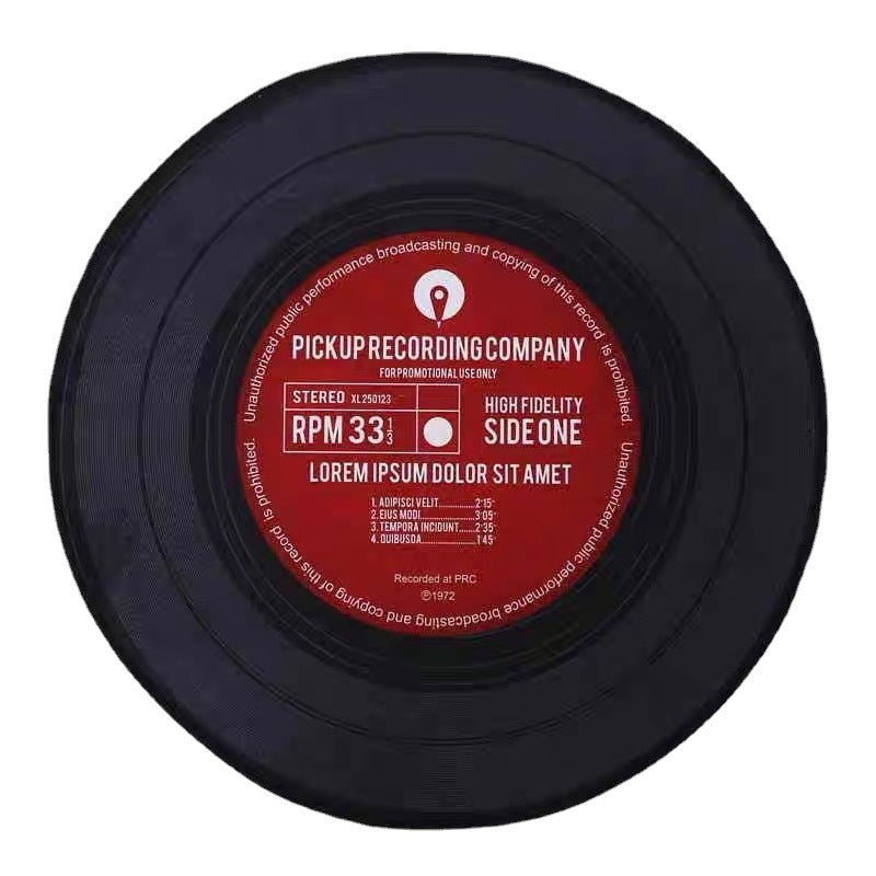 Round vinyl record-inspired floor mat by eprolo, non-slip foot mat for living room, tea table, or children's area.