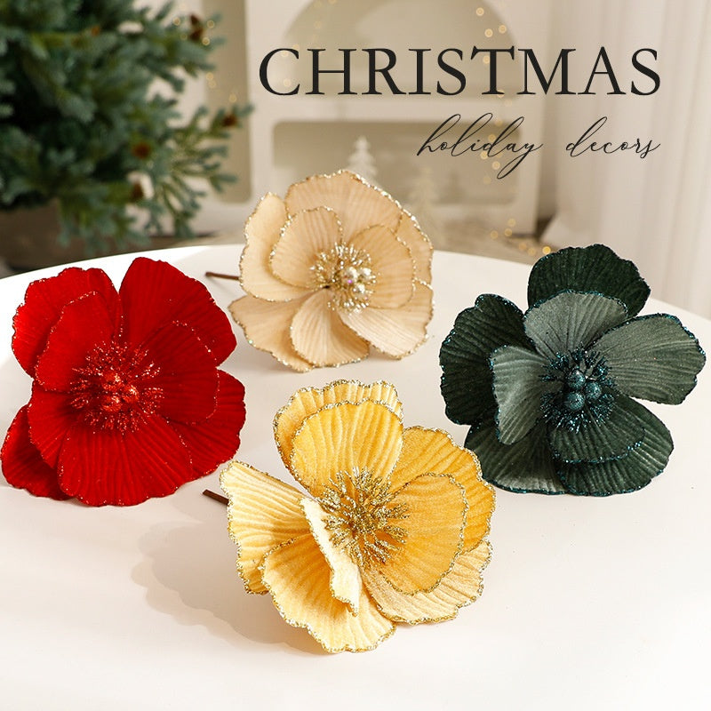 New Christmas Flower Artificial Floral Dried Flower Festival Decoration European Style Preserved Flower Ornament Christmas Tree Decor eprolo