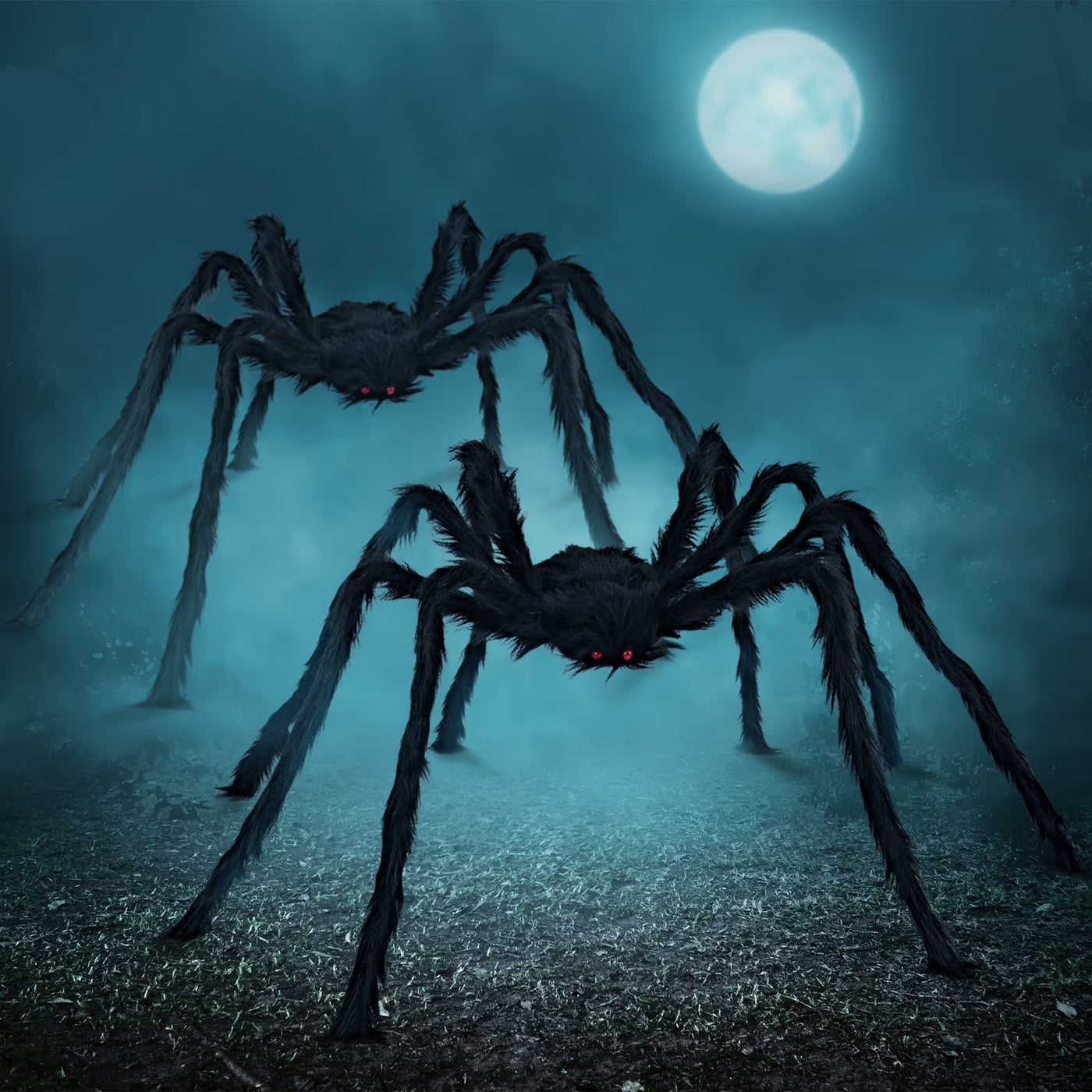2 Pack 5 FT Scary Giant Black Spider Halloween Decorations for Outdoor Parties and Yard Decor