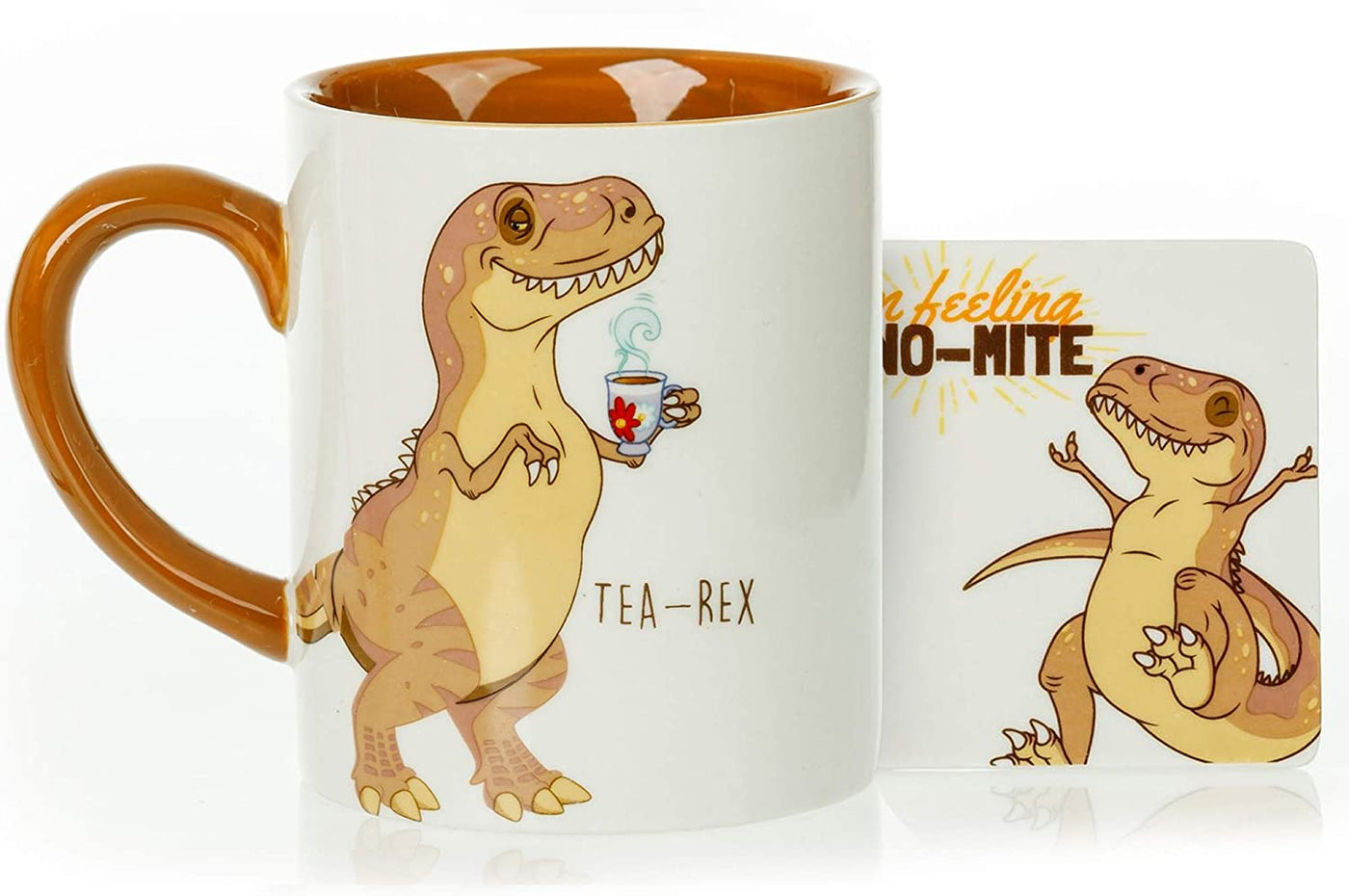Unique Hand-Painted 3D Dinosaur Mug & Coaster Gift Set - Perfect for Dino Lovers!