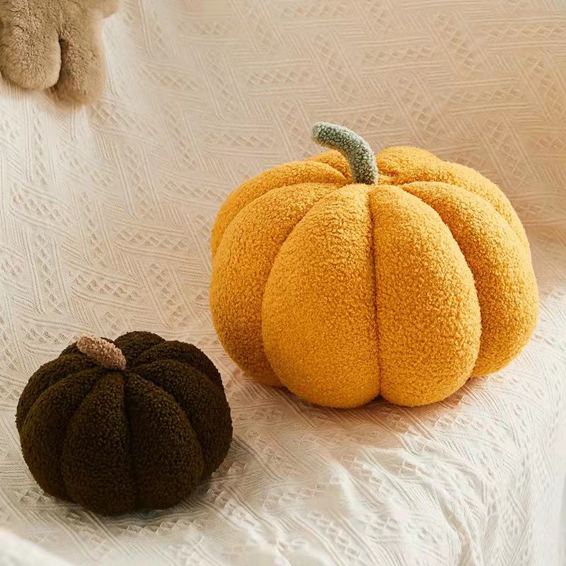 Cavira plush pumpkin pillow, soft round sofa cushion in orange with a pumpkin design, perfect for living room or bedroom decor