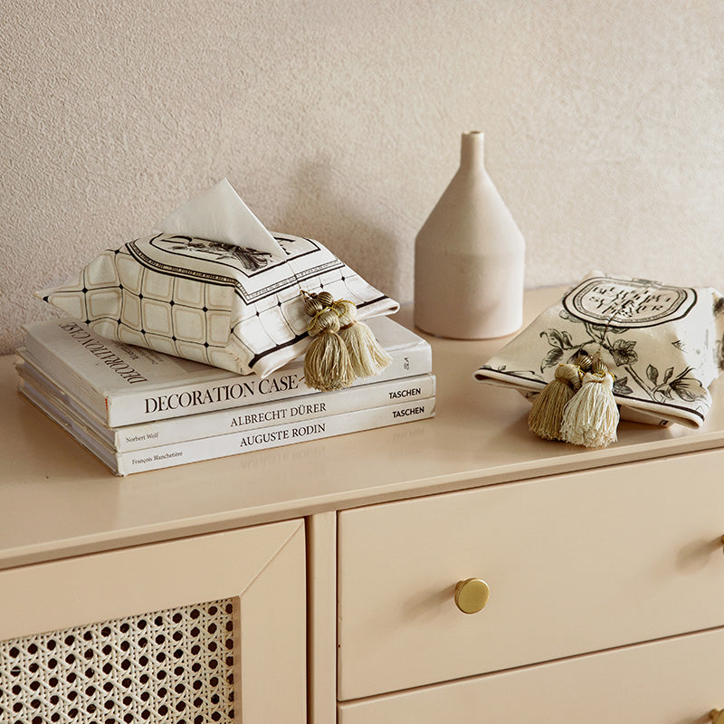 Decorative plush tissue box cover by eprolo, short plush design, fits 140x195mm tissue packs, ideal for living, dining, and bathroom.