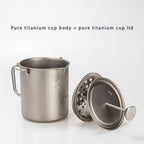 Pure titanium French press by Cavira, 750ml lightweight coffee and tea maker with antibacterial, flavor-neutral titanium for camping or home.