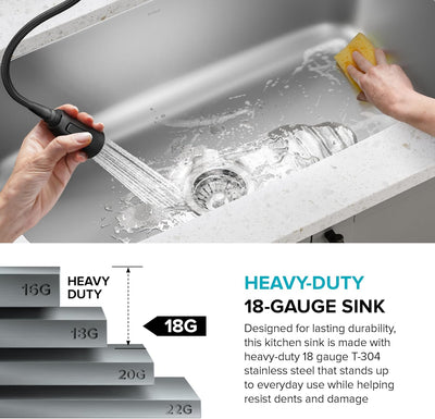 Durable 31.5" Undermount Stainless Steel Kitchen Sink - 18 Gauge Single Bowl KBU14