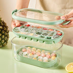 Cavira 2-in-1 silicone ice cube maker and storage box showing large-capacity tray with ice cubes and lid for home kitchen use