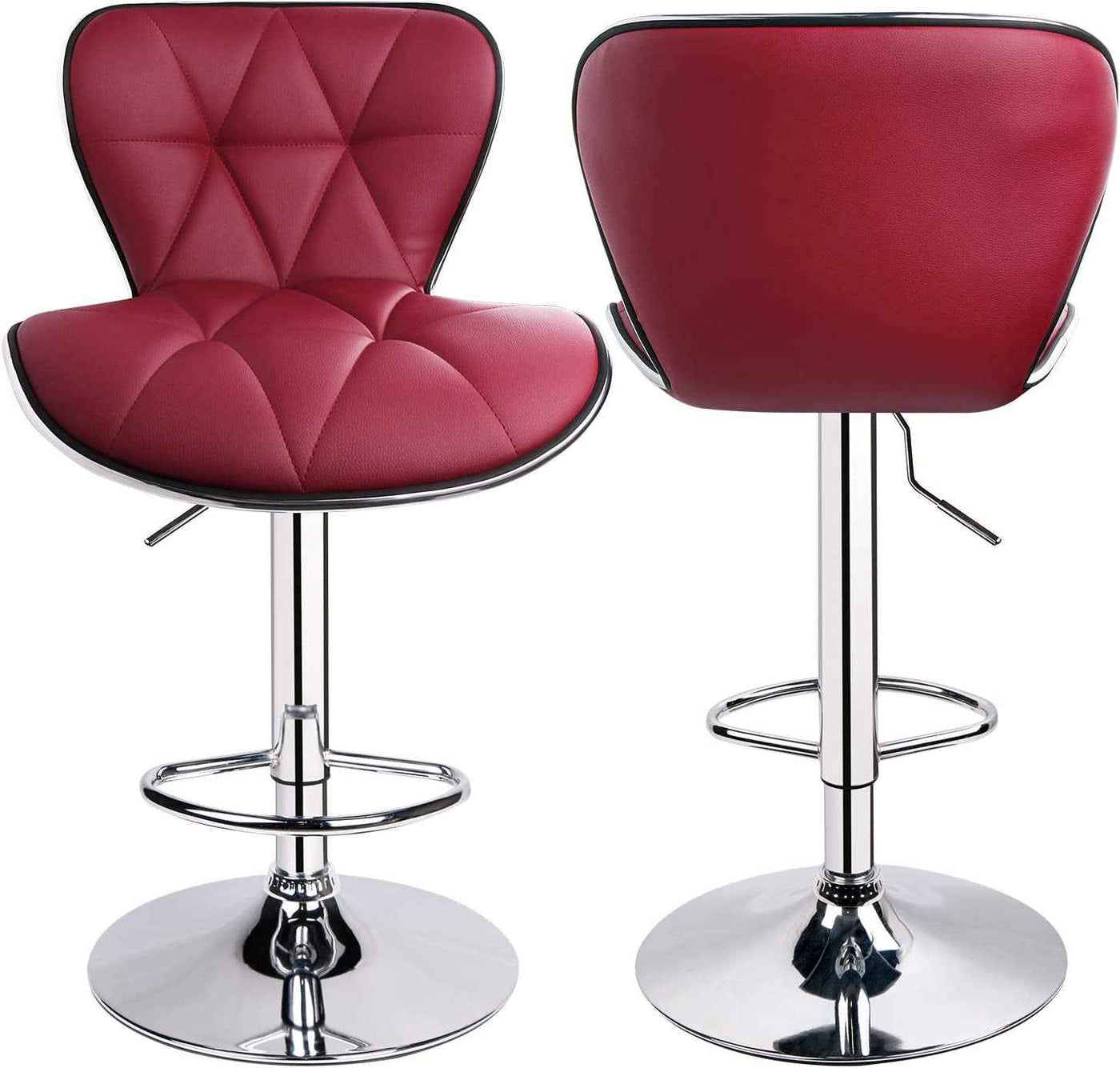 Leader Shell Wine Red Swivel Bar Stools Set of 2 - Adjustable Back Bar Stool - GG store