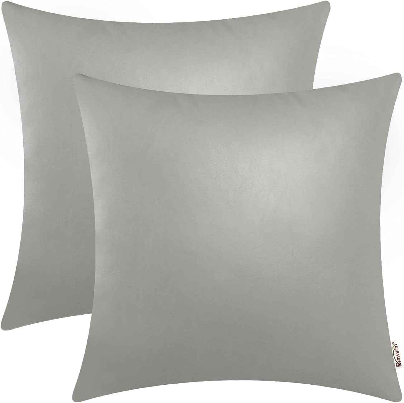 Faux Leather Pillow Covers 16x16 Inches - Medium Gray Pack of 2 for Couch, Bed, Sofa, and Home Decor - GG store
