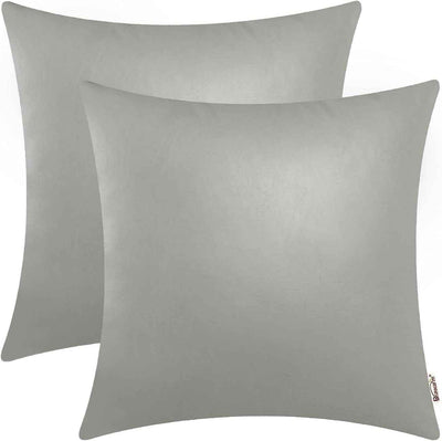 Faux Leather Pillow Covers 16x16 Inches - Medium Gray Pack of 2 for Couch, Bed, Sofa, and Home Decor - GG store