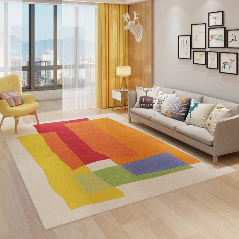 Rainbow Kids Play Rug by Cavira, 80x120cm soft cashmere pile, water-absorbent, non-slip, in three color options for children's rooms.