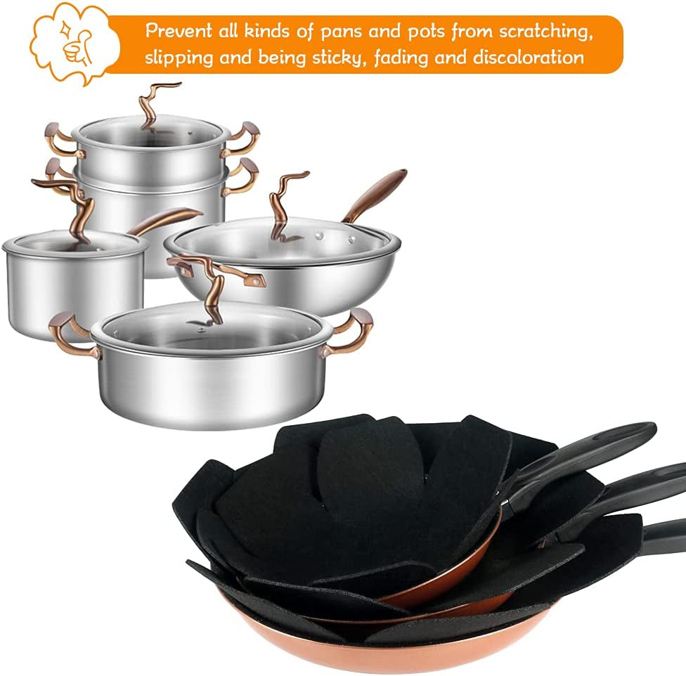 Ultimate Pan Protectors Set – 12 Felt Pot Separators in 3 Sizes for Stacking & Safeguarding Your Cookware