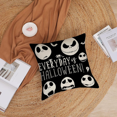 Halloween Decor Pillow Covers 18X18 Set of 4 Halloween Fall Black Decorative Throw Pillows Skeleton Ghost Pillow Cases Home Outdoor Sofa Couch Cushion Covers for Halloween Decorations (18 by 18)