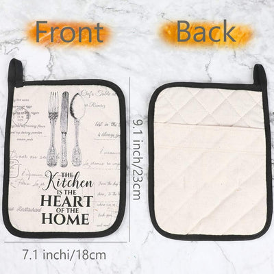 Premium Quilted Cotton Pot Holders - 4-Pack Dual-Function Heat Resistant Hot Pads and Oven Mitts for Cooking & Baking (7 x 9 Inches)