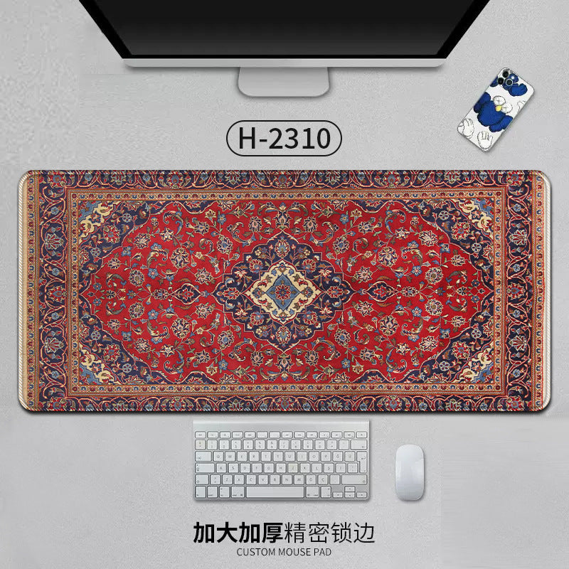 Large Persian-style office mouse pad with natural rubber backing, anti-slip desk mat, ideal for office and gaming setups.