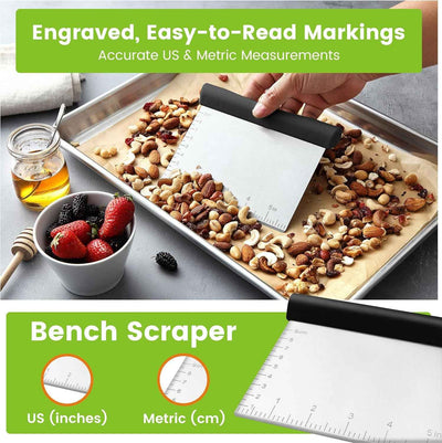 Dough Blender Tool - Stainless Steel Pastry Cutter & Bench Scraper for Pizza, Nuts, and Pie - Multipurpose Baking Tool with Soft Grip Handles - Black - GG store