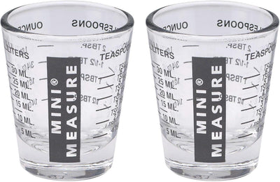 Set of 2 Mini Measure Heavy-Duty Shot Glasses - 20 Incremental Measurements for Liquids and Dry Ingredients